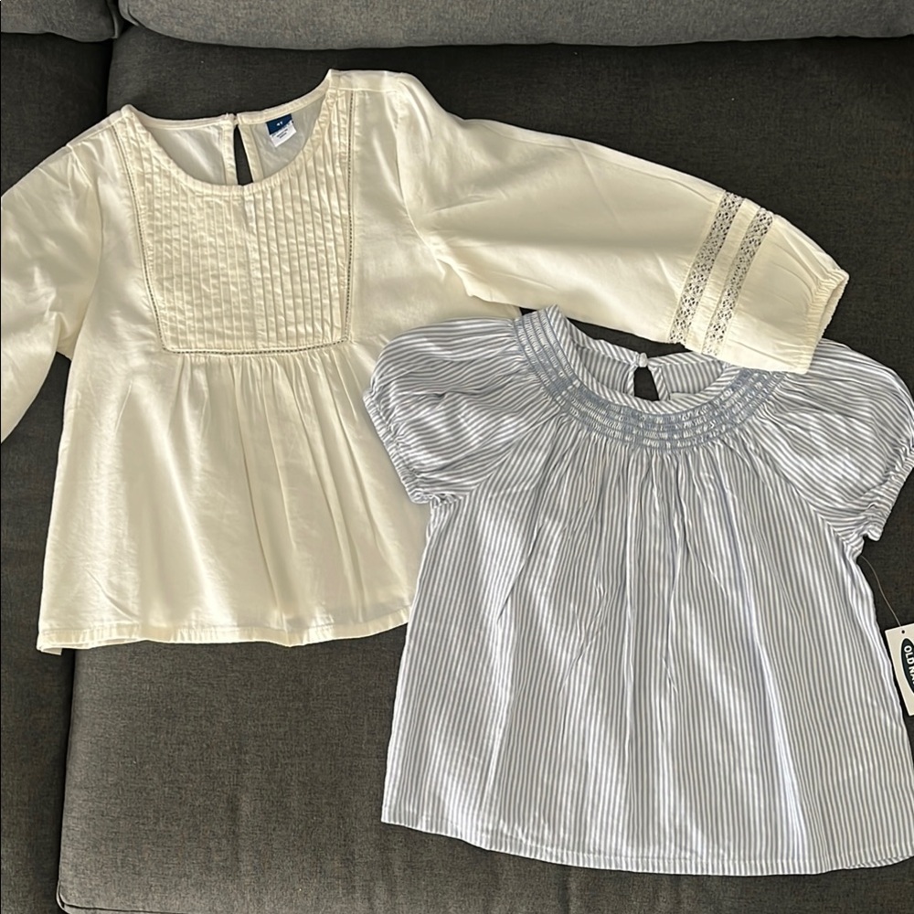 NWT White and Blue Striped Tops (4T)